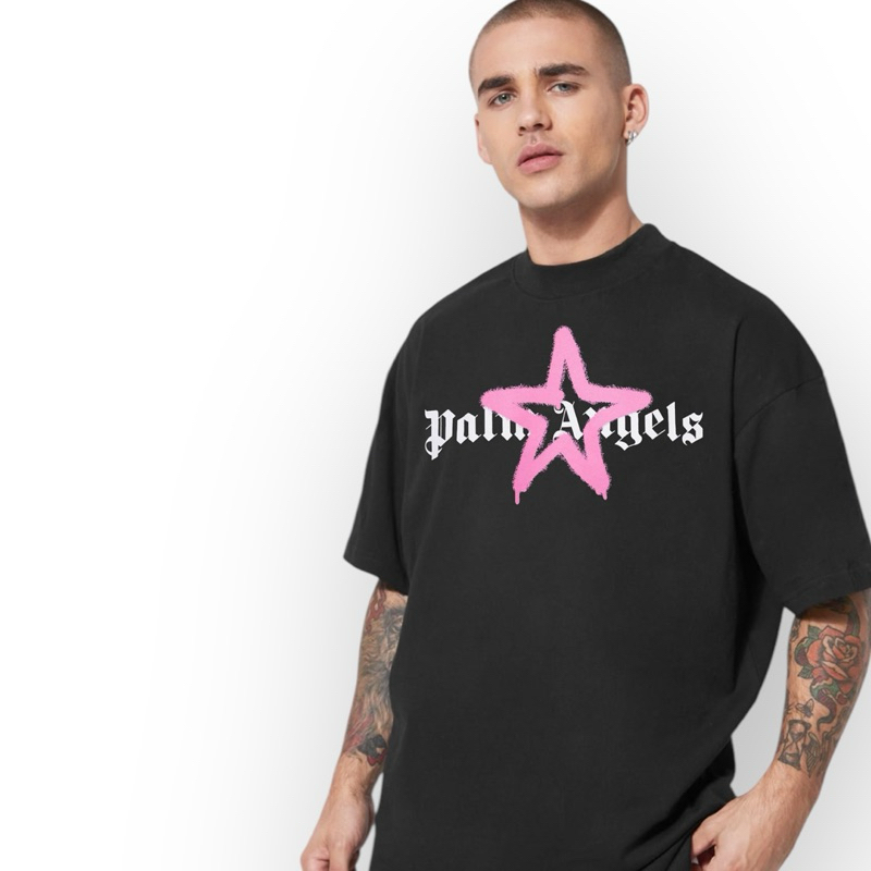 Camiseta Oversized Moda Masculina Palm Preta Blusa Streetwear Algodão Respirável Academia