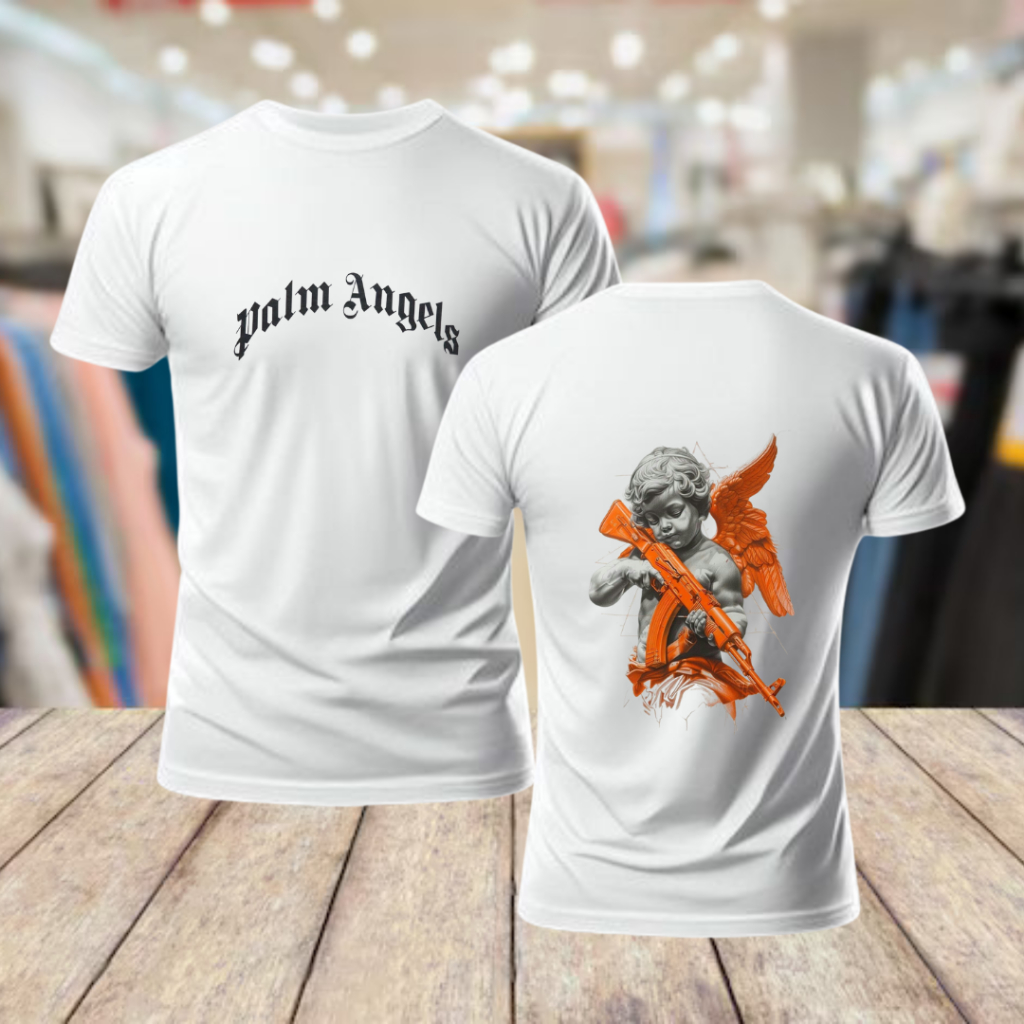 Camisa Camiseta Blusa Streetwear Masculina Feminina Algodao Palm Angels Cupido AK47