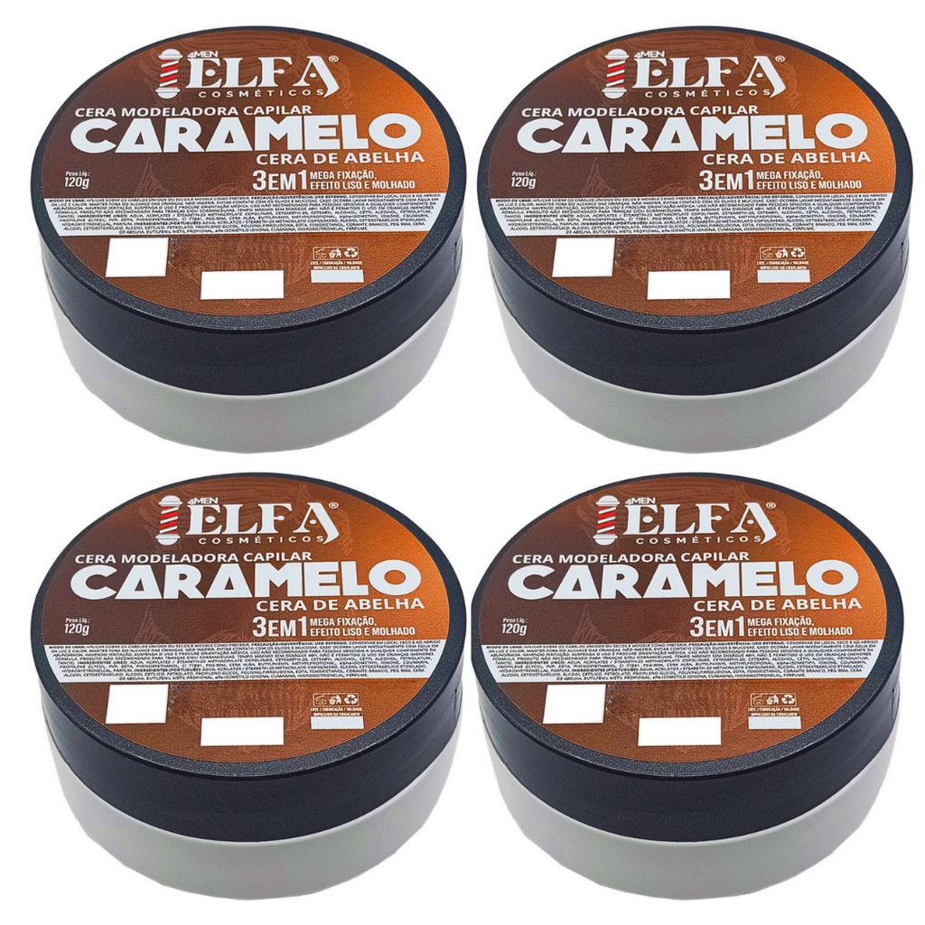 4 Pastas Modeladora Capilar  Elfa For Man Caramelito Super Fixação