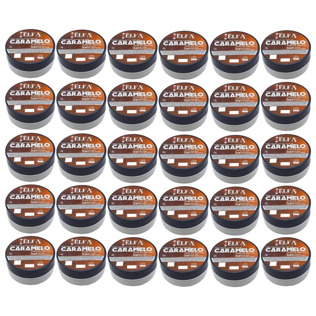 30 Unid Pasta Modeladora De Pentear Caramelito Cera de Abelha 120g Elfa