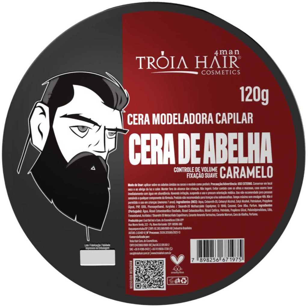 Cera Modeladora Caramelito 120g Fixação Suave Troia Hair