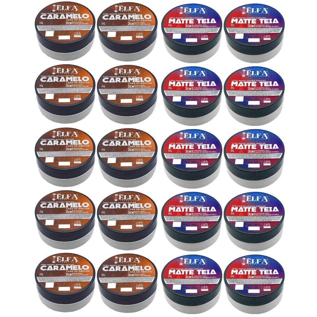 20 Ceras Modeladoras Capilar  Caramelito e Matte teia - 120g Elfa 4men