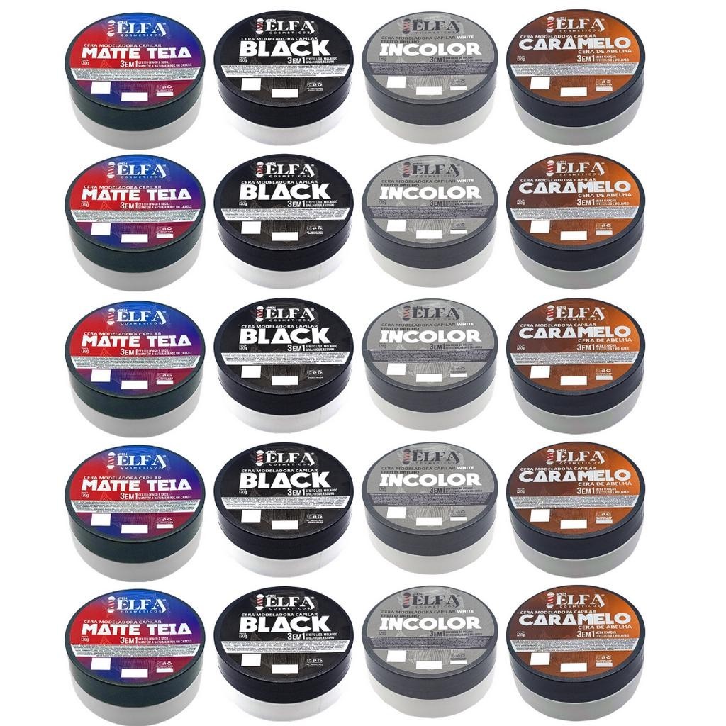 20 Ceras Modeladoras Capilar  Caramelito e Matte teia - 120g Elfa 4men