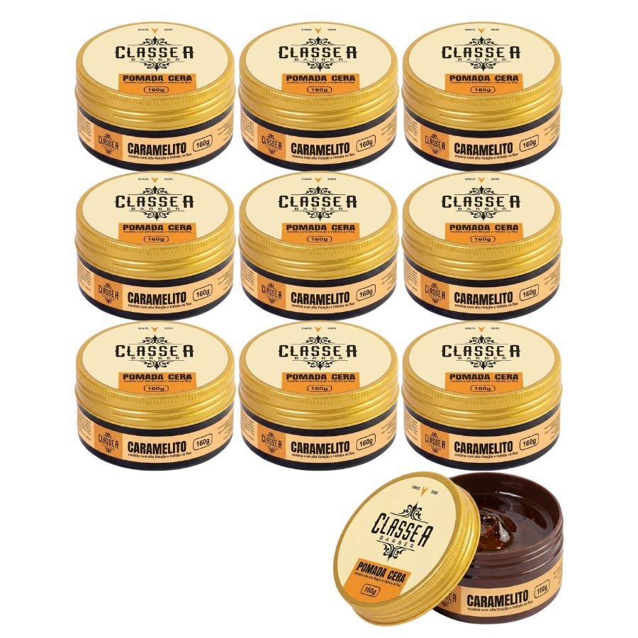 10 Pomada Modeladora Cera Caramelito Classe A Barber 160g