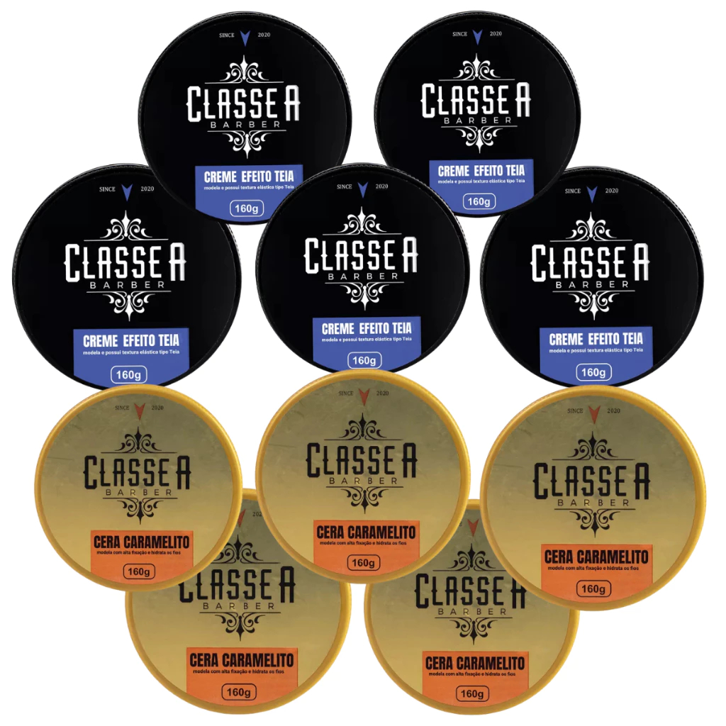 Kit Pomadas 5 ou 10 Para Cabelo Efeito Teia e Caramelito Classe A Barber 160g