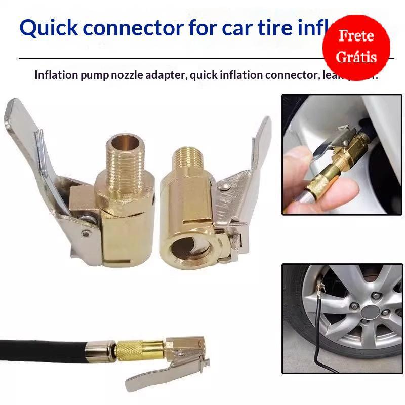 [Youngmg] Adaptador De Clipe De Ar Para Pneu De Latão Bocal De Localização Resistente Carro Tru Bike Inflator Pump Tool