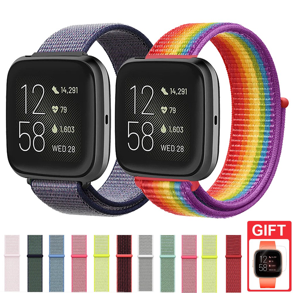 Cinta Para Fitbit Versa 2 / Versa Acessórios De Substituição De Nylon Respirável Band Para Fit bit Versa Lite