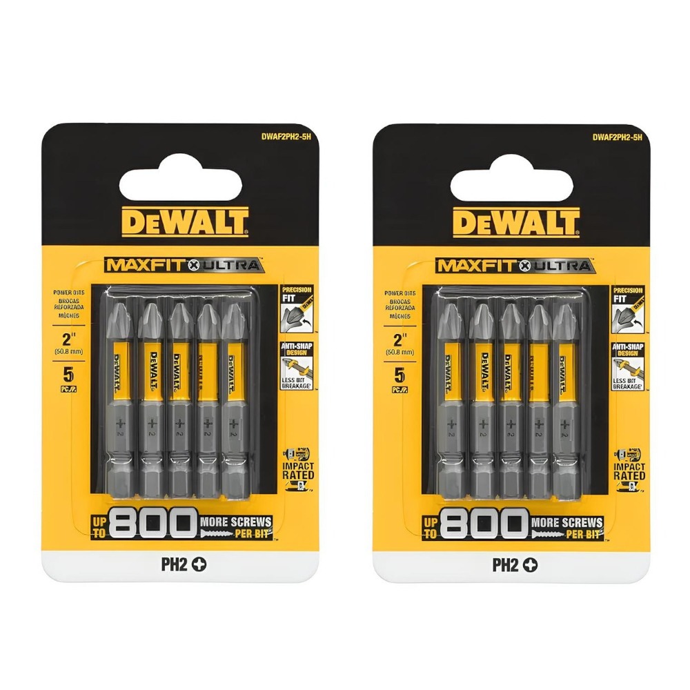 Bits Ponta Cruzada N.2 Max Fit Cartela Dewalt - 2 Cartelas c/ 5 bits em cada