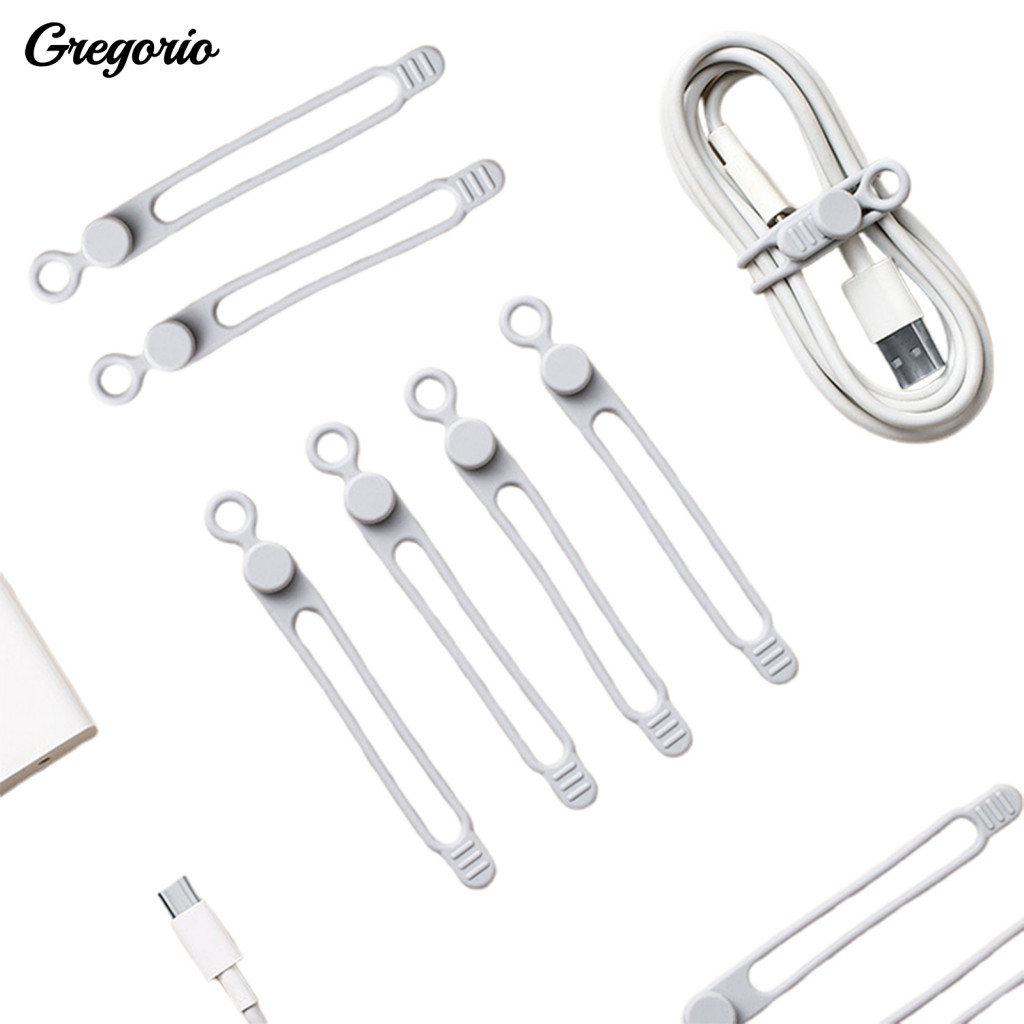 Silicone Cable Management Clips Ties Organizer 6pcs Elastic Reusable Cord Organizers Multifunctional Lightweight for Hom