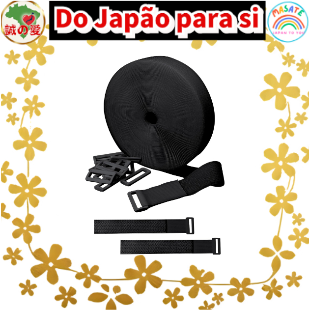 AP-LAB DIY Hook and Loop Cable Tie Roll, Reusable Fastening Tape with 20 Buckles, Custom Length Desk Cord Management Str