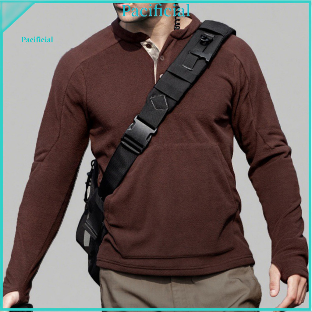 Button Collar Men Sweatshirt Comfortable Men's Stand with Quarter Warm Fall Winter Pullover Casual Kangaroo Pocket for S