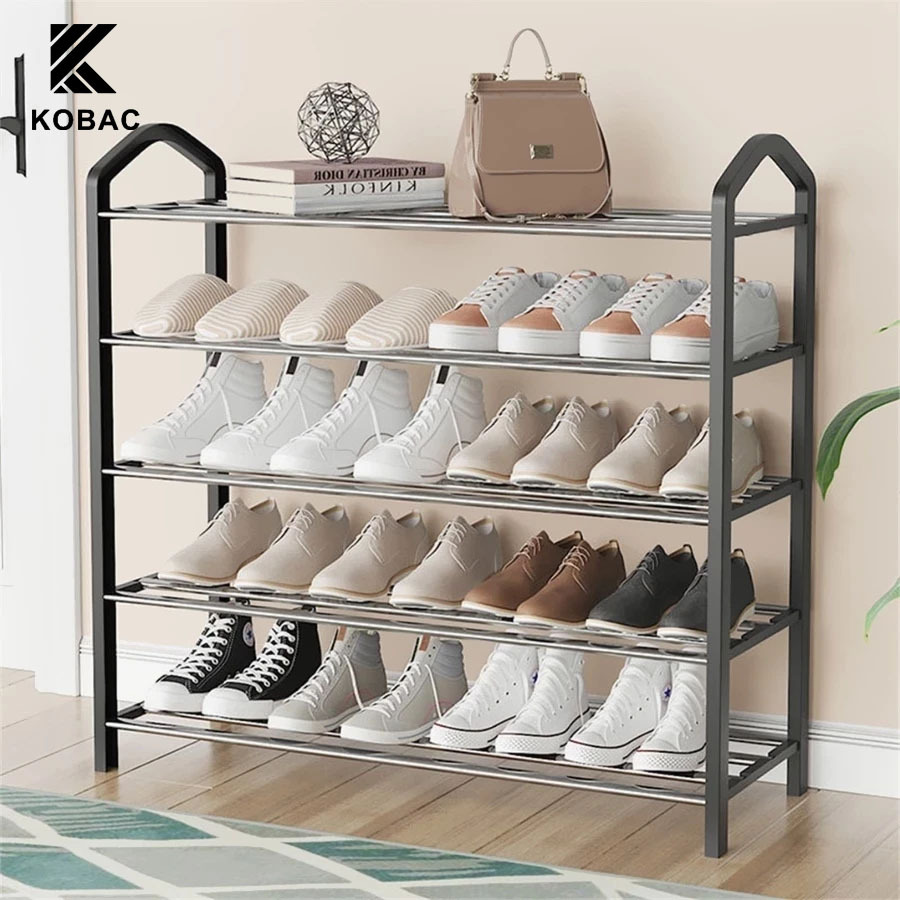 Shoe rack made of metal and plastic, 5 layers, can place 10-12 pairs of tennis shoes, detachable, space-saving convenien