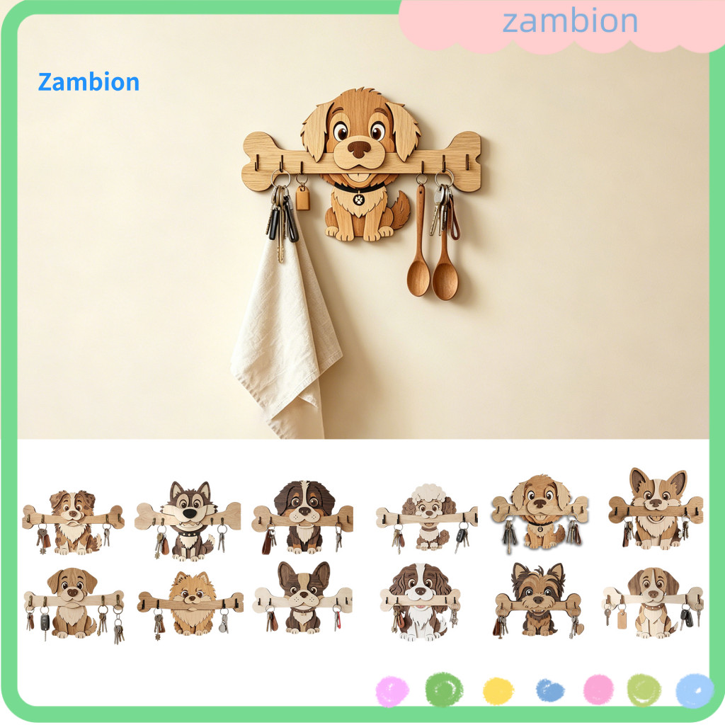 Sturdy Wall Key Hanger Cartoon Dog Mount No Drilling Hook Moisture-proof Space-saving Storage for Home Kitchen Bathroom