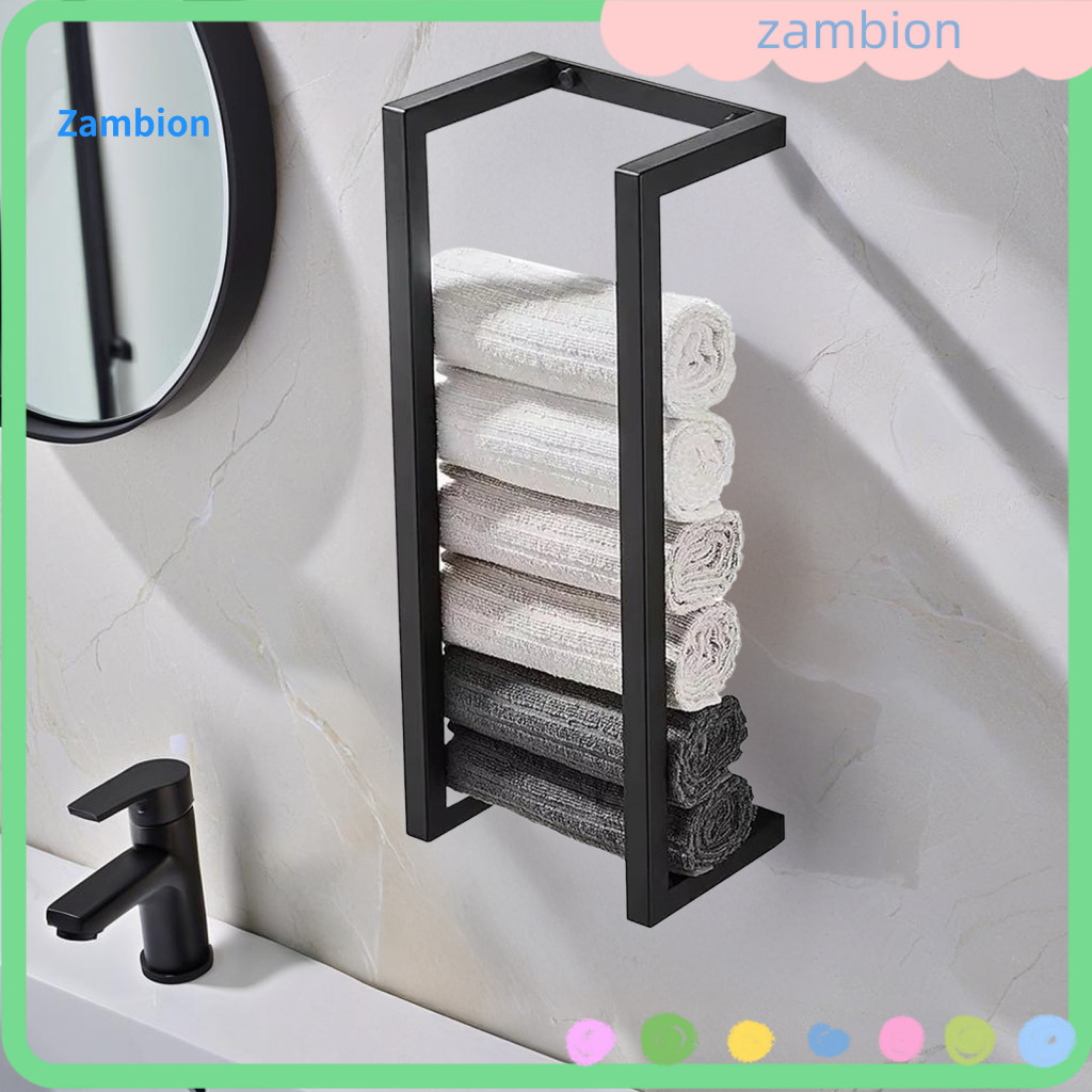 Space-saving Towel Holder Vertical Storage Solution Wall Mounted Rack Toilet Paper – Strong Load-bearing Easy to Insta