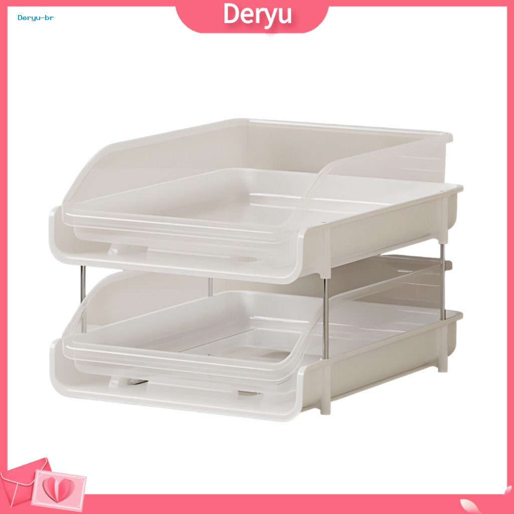 School Supplies Organizer Plastic Document Tray Double Layer Stackable Desktop File Pp Holder Space-saving Office Desk S