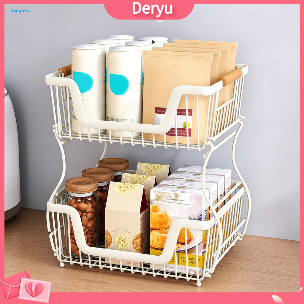 Metal Storage Rack 2-tier/3-tier Heavy Duty Kitchen Countertop Organizer Space-saving Carbon Steel Fruit Basket Stand fo