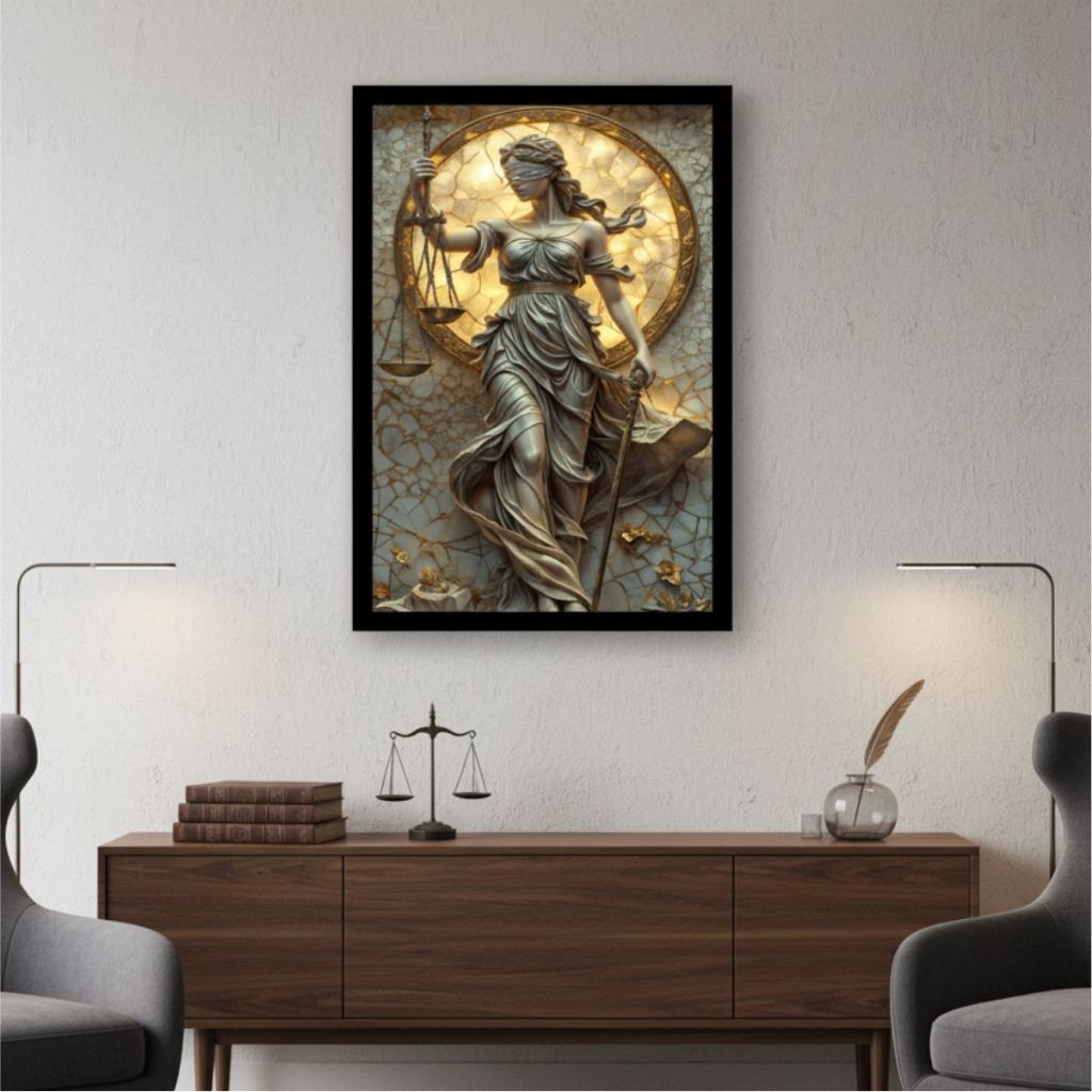 Quadro Decorativo Themis Deusa Escritório Advocacia Advogado Justiça Decoração Moldura De Qualidade