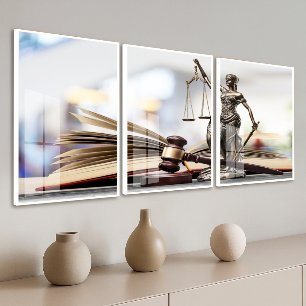 Quadros Decoração Escritório Direito Estátua Têmis Martelo Do Juiz Advocacia Deusa Da Justiça
