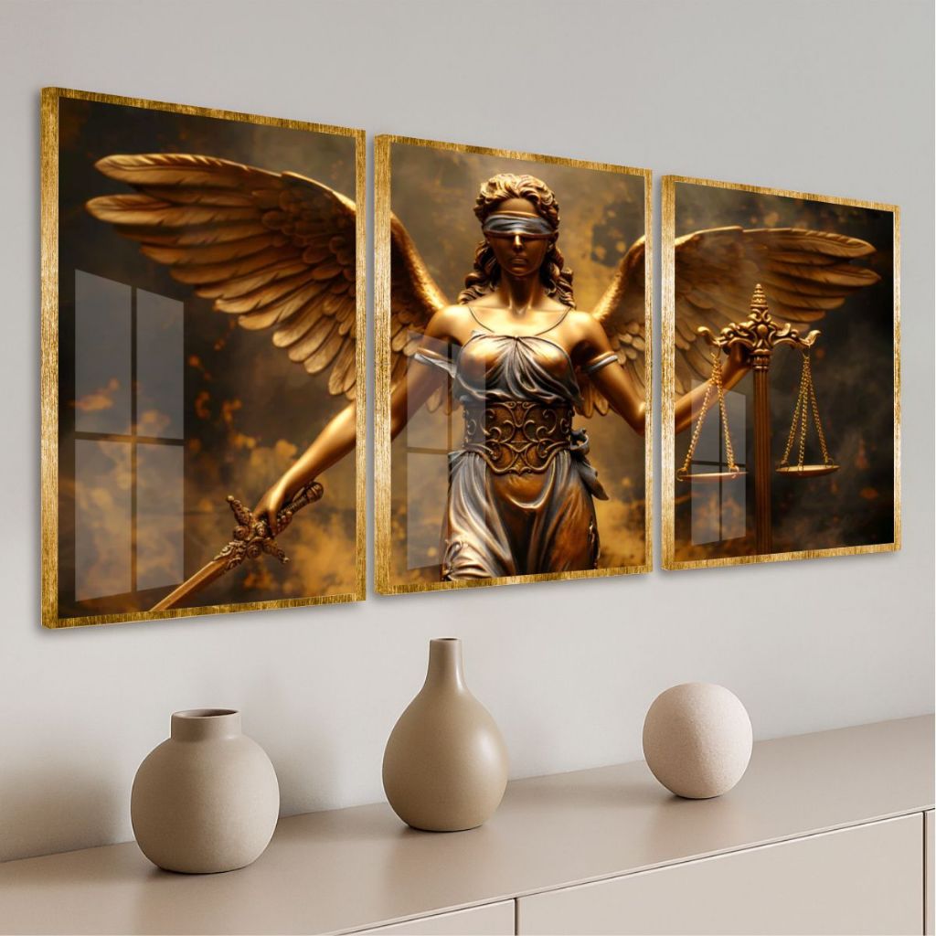 Quadros Decorativos Com Moldura e Vidro Deusa Da Justiça Ideal Para Escritório De Advocacia Direito