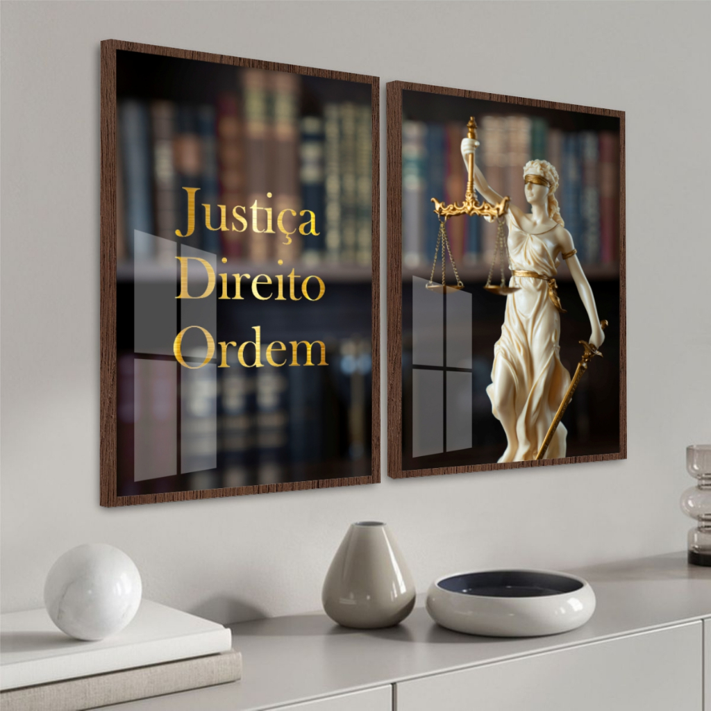 Duas Peças Decorativas Justiça Direito Ordem Para Decorar Escritório Advocacia Reuniões Recepções