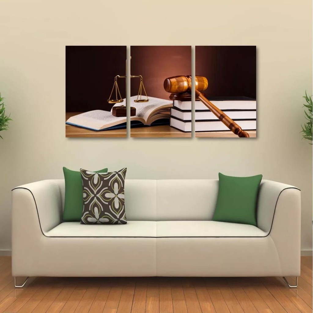 Quadros Decorativos Mosaico Direito Advocacia Advogado Escritório 3 Peças 50x30cm