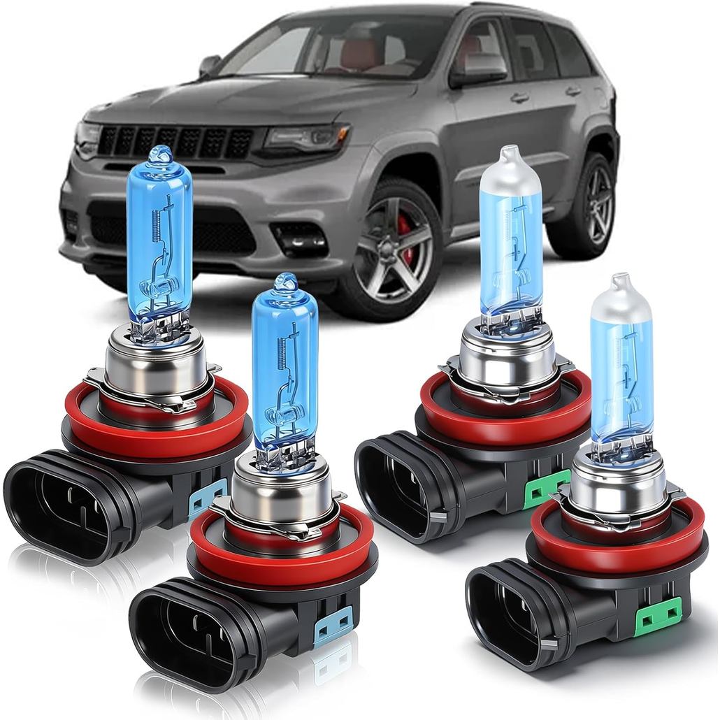 OQSNCV Compatível com Jeep Grand Cherokee (2017 2018 2019 2020 2021 2022) Lâmpadas Halógenas, Kit de Substituição de Lâm