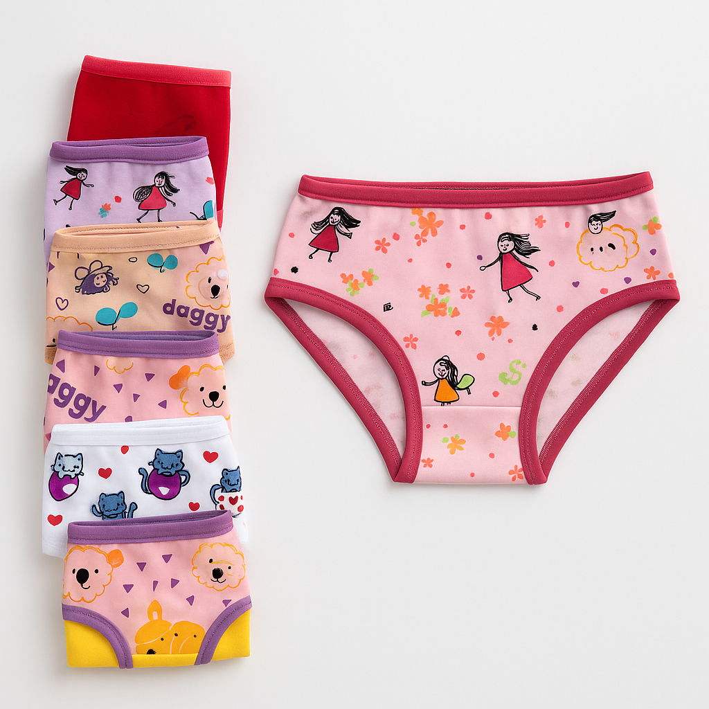 KIT 3, 6 e 9 Calcinha Feminina Tanga Infantil Juvenil Algodão Macio Ajuste Perfeito Cores Estampas Sortidas