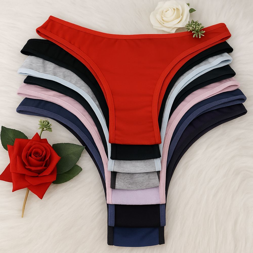 Calcinhas Femininas Básicas de Algodão Kit 10 Cotton Cintura Alta Confortável Dia a Dia
