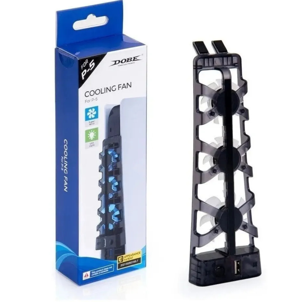 Base Cooler PS5 LED Carregador Controle Suporte Vertical Ventilador