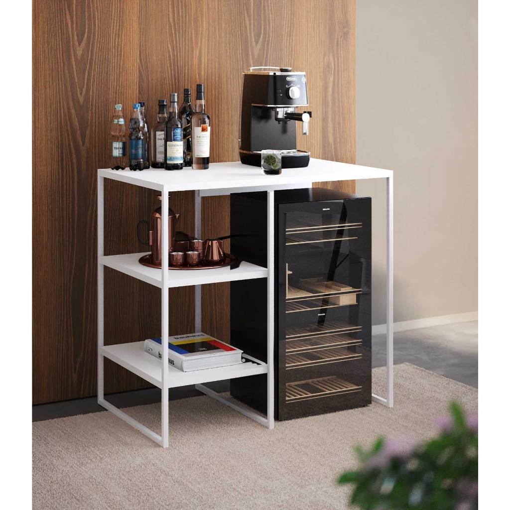 Aparador Para Adega Bourbon Tampo Branco E Ferro Branco 80cm Para Casa Moveis Bar