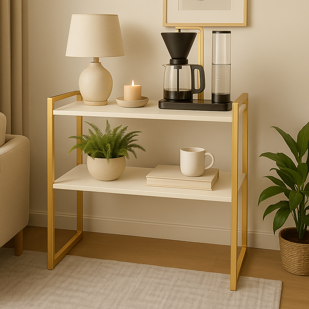 Buffet Aparador Cantinho do Café Estilo Industrial Elegante Ferro e MDF – Multiuso Off White e Preto