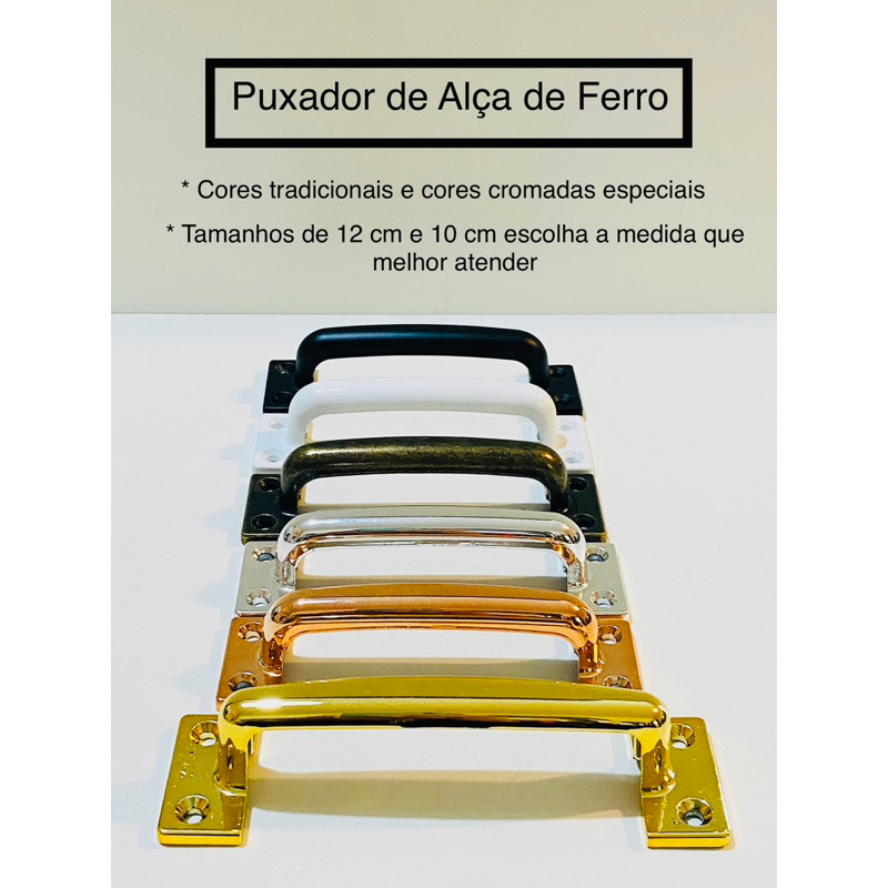 1 Puxador de Ferro Resistente de 12 cm acompanha parafusos.