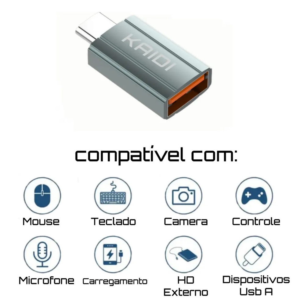 Adaptador Conector Tipo C Para USB OTG 3.0 Transferencia De Dados Conversor Marcho Kaidi