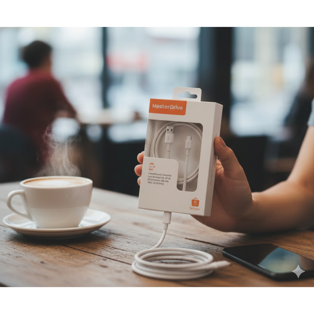 Cabo Carregador MasterDrive USB-C Rápido e Reforçado | Alta Velocidade e Transferência de Dados | Tipo C Android | USB C
