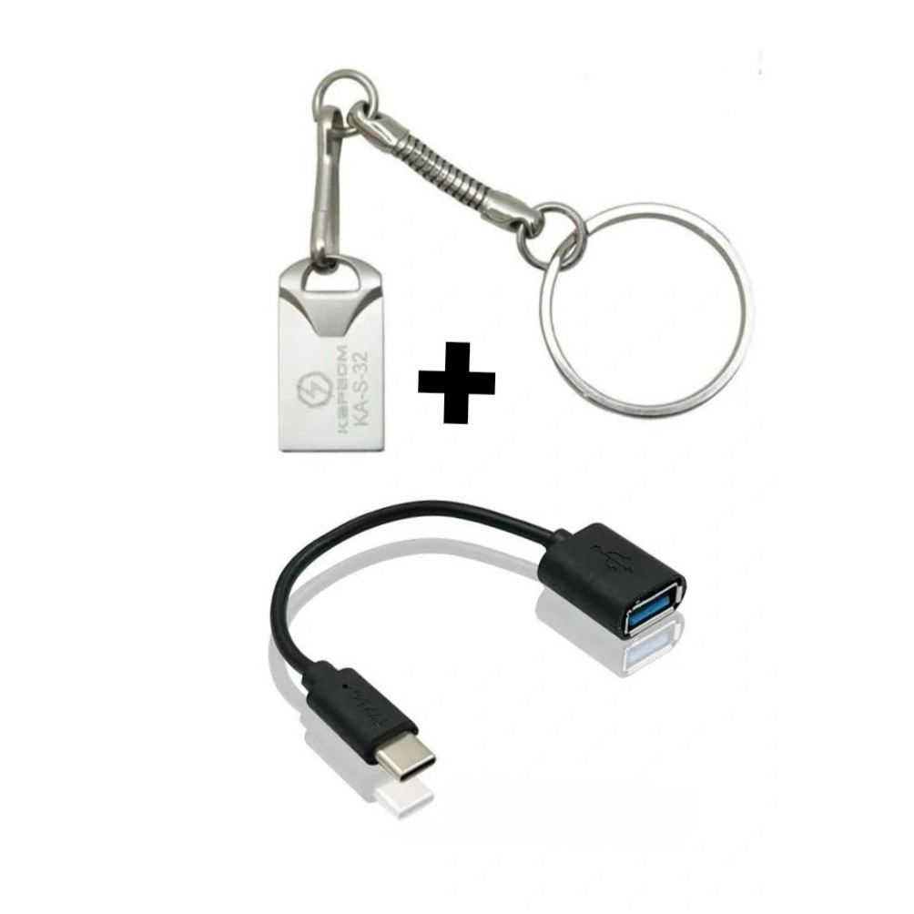 Kit Mini Pendrive 16Gb + Cabo Otg tipo C transferencia de dados