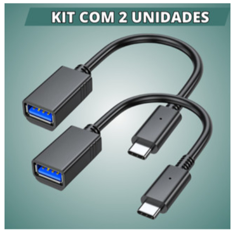 Kit 2 Cabo OTG  Tipo C Adaptador 3.0 Para Pendrive Transferencia de Dados