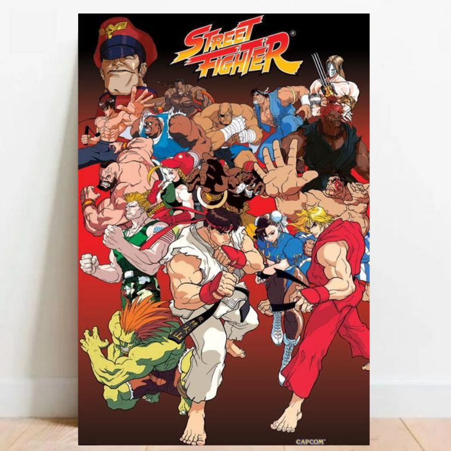 Quadro Placa decorativa Geek Gamer Street Fighter video games Arte Poster A2 022