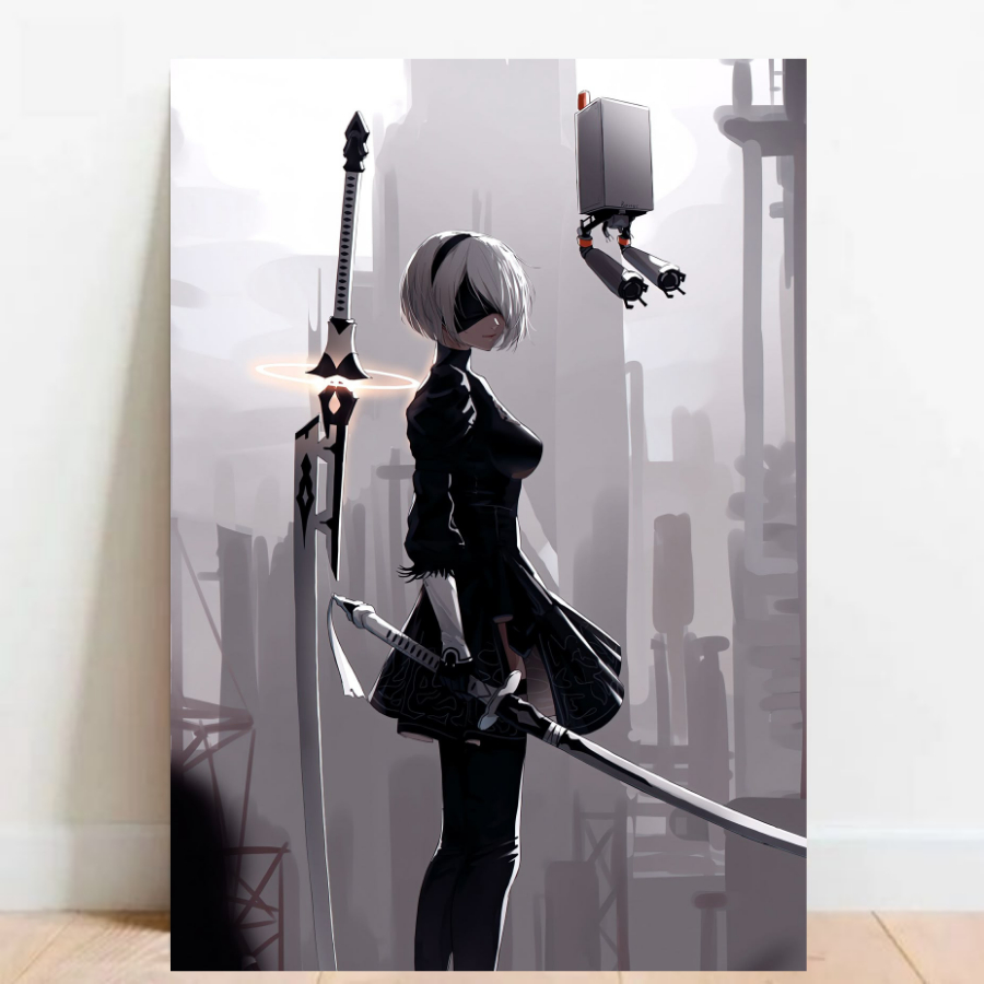 Quadro Placa decorativa Geek Gamer NieR:Automata ação video games Arte Poster A2 010