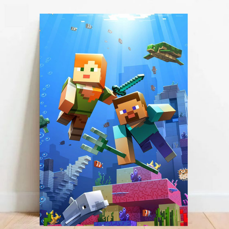 Quadro Placa decorativa Geek Gamer Minecraft RPG de ação video games Arte Poster A2 05