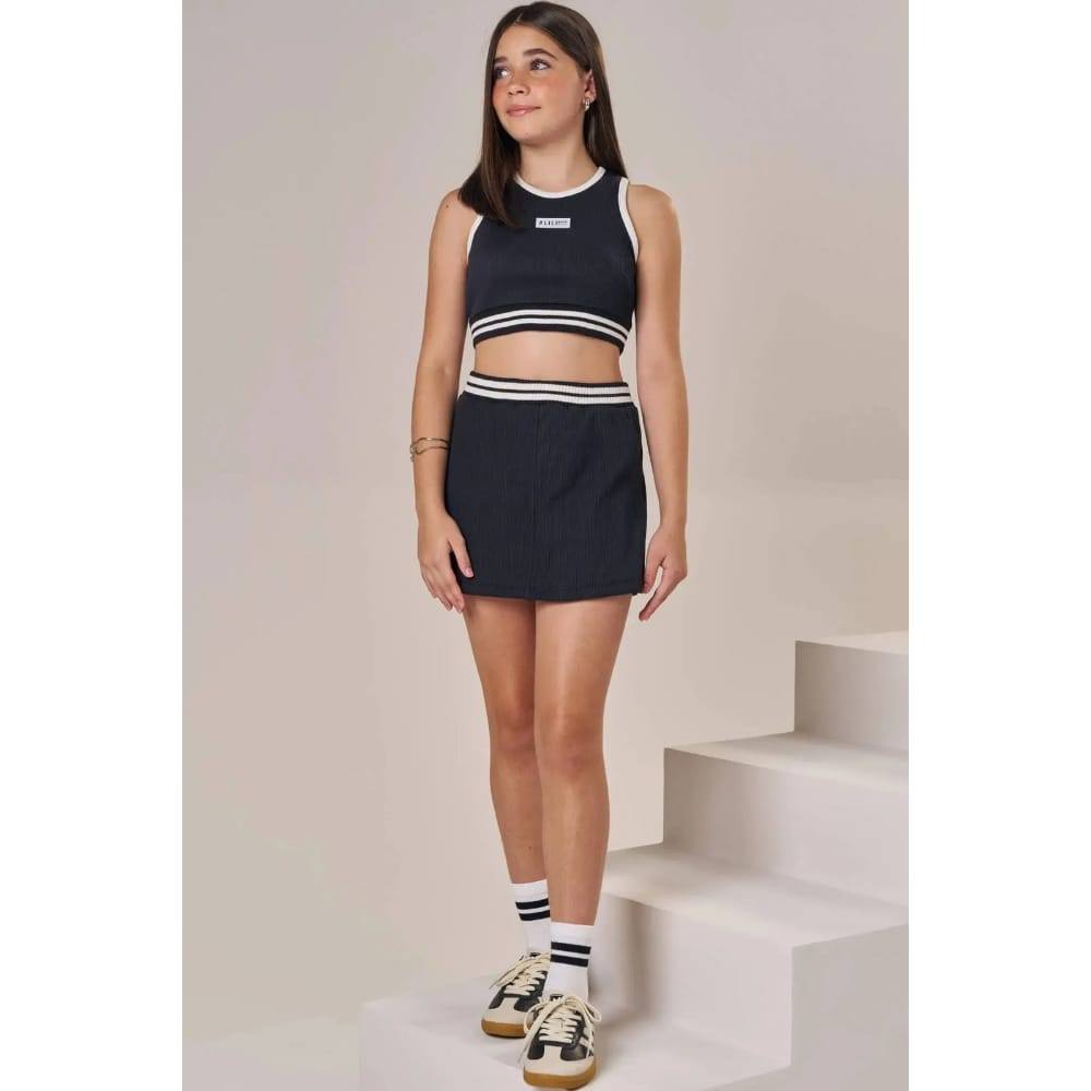 Conjunto Teen Menina Top Cropped e Short Saia em Soft Line Lilimoon
