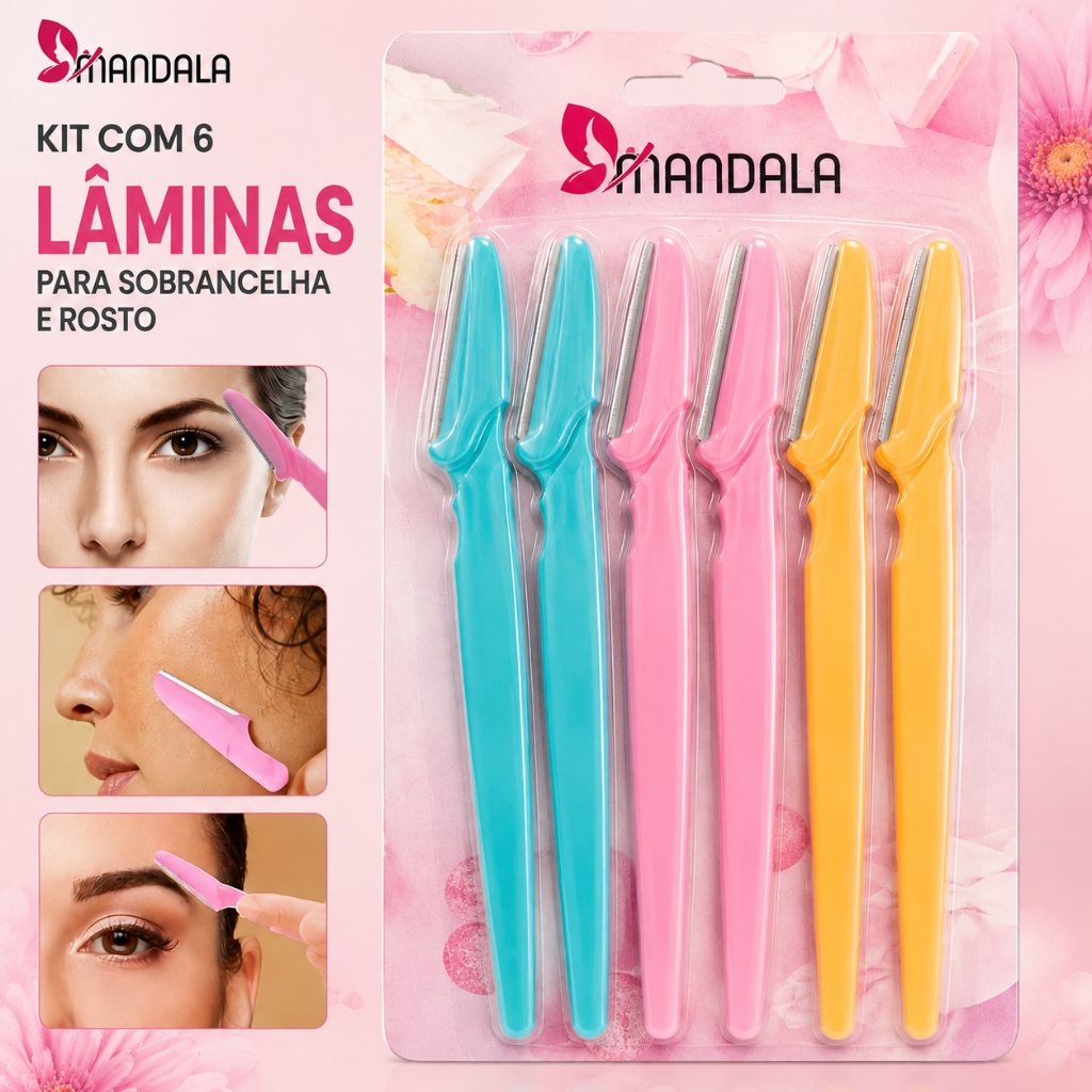 Kit 6 - Lâminas Sobrancelha e Depilação Facial - Navalhas para Rosto E Corpo