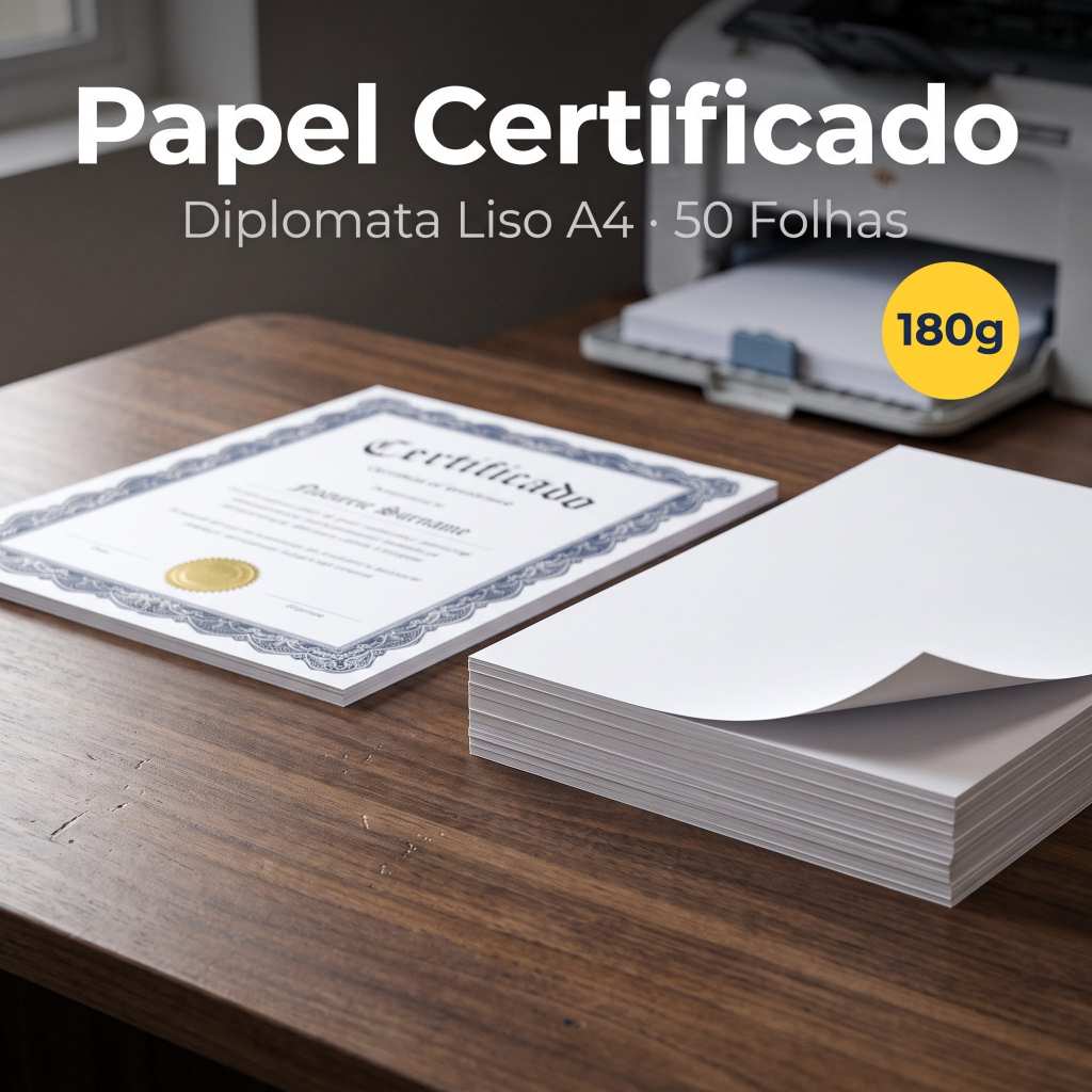 Papel Premium Branco Diplomata Opaline Liso 180g Alta Resolução para Impressão Artesanato 50 Folhas