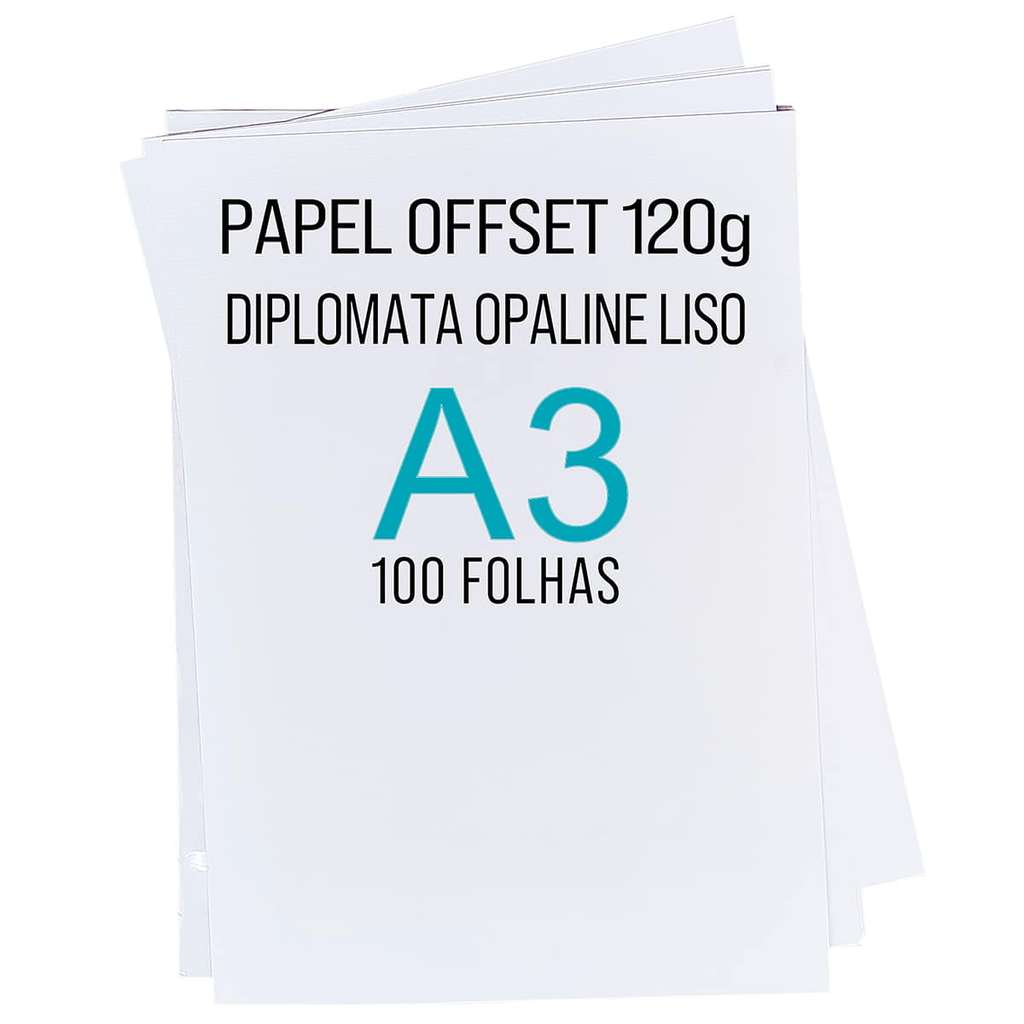 Papel Offset A3 120g 40kg Liso Diplomata Opaline Branco com 100 folhas