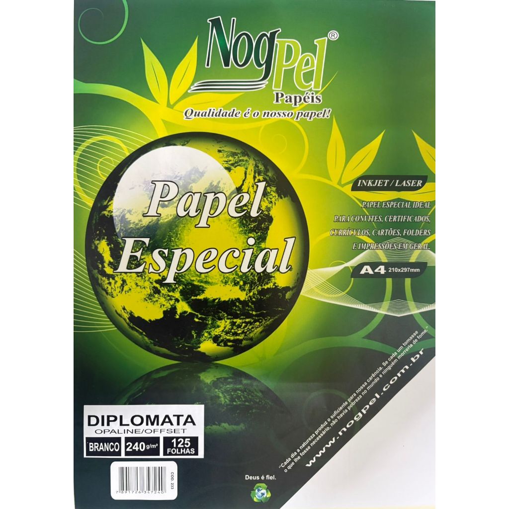 Papel Offset 240g 1000fls Opaline Especial Branco