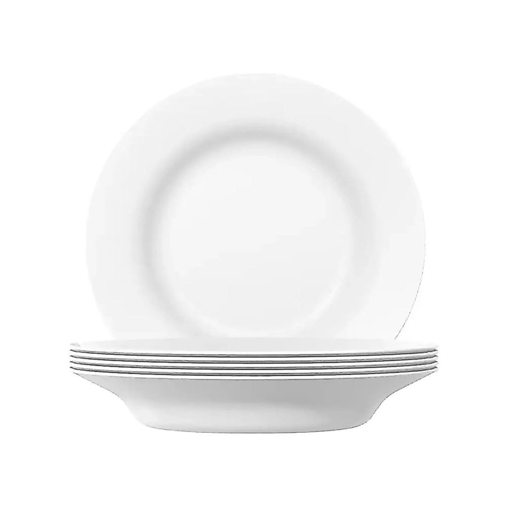 Prato Fundo 23cm Menu Nadir Opaline Branco Vidro 6 Unidades