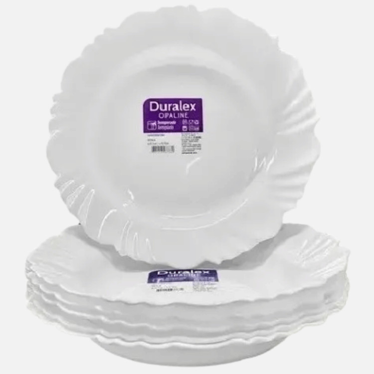 Prato de Sobremesa Pétala 19 cm de Vidro Opaline Branco Nadir - Kit com 24 Unidades