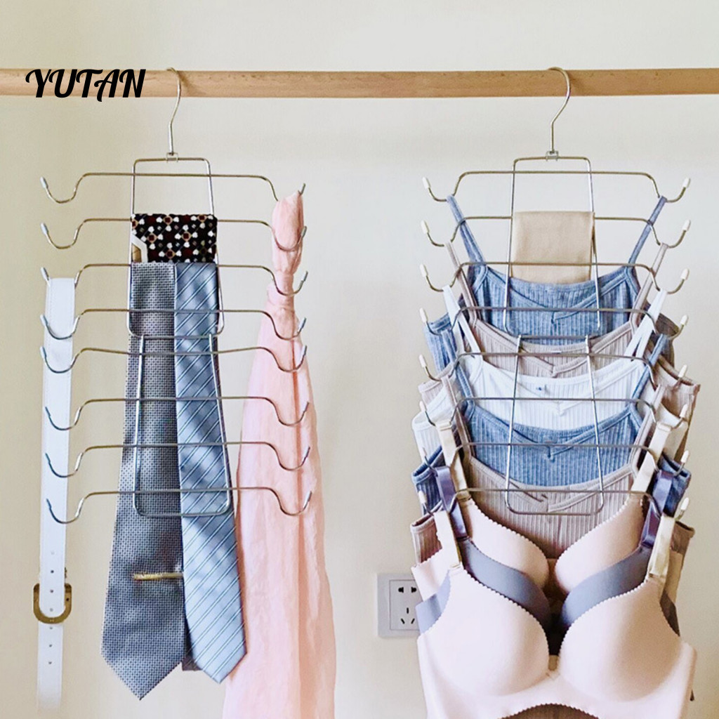 Portable Clothes Rack Foldable Drying Stainless Steel Multi-layer Underwear Hanger Non-slip Towel for Travel Home Closet