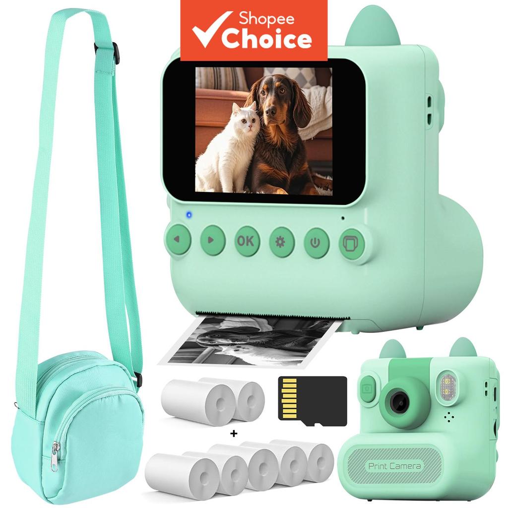 Mini Impressora Fotográfica Infantil Câmera De Impressão Instantânea 1080P HD Vídeo 48MP Foto 16X Zoom Tela De 2.4 Poleg