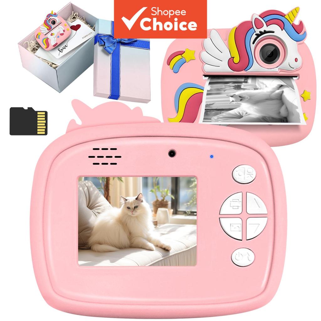 Câmera Digital Infantil 1080P Impressão Instantânea 48MP Lente Dupla Presente De Aniversário Divertido Para Meninos E Me