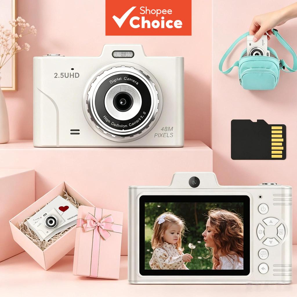 Câmera Digital Infantil 48MP Foto 2.5K HD Vídeo 8X Zoom Tela De 2.8 Polegadas Anti Shake Compacto Portátil Para Viagens